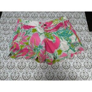 Lilly Pulitzer The Buttercup Short Floral Pink Green‎ Womens 0 Tropical Colorful